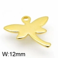 Colgante de libélula dorada de acero inoxidable para joyería DIY, ancho de 12mm - 12mm / Dorado