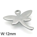 Colgante de libélula de 12mm en plata mate con anillo de suspensión superior - 12mm / Color Acero