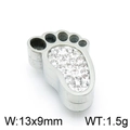 Colgante de huella en acero inoxidable con strass, tamaño 13x9mm y peso de 1,5g - Estilo de Huella Color Acero con Diamantes (KLJ3610-Z) / Color Acero