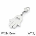 Silberner Hand der Fatima Anhänger mit Herz-Ausschnitt, Größe 22x15mm, 2g Gewicht - Stahlfarbe Herz Hohl (KLJ7006-Z)