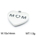 Colgante de corazón de acero plateado con diseño MOM calado, tamaño 15x14 mm y peso 1,5 g - Color Acero