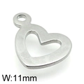 Colgante de corazón hueco plateado de acero inoxidable con ancho de 11mm para joyas - Color Acero (KLJ4798-Z)
