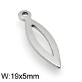 Colgante de acero inoxidable plateado en forma de hoja hueca medida de 19x5mm - 19x5mm / Color Acero (KLJ4795-Z)
