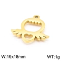 Ciondolo piccolo diavolo in acciaio inossidabile dorato con ali a cuore e 19x18mm - Oro (KLJ7106-Z)