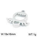 Ciondolo a cuore con ali di diavolo in acciaio al titanio argento per gioielli, 19x18mm - Acciaio (KLJ7107-Z)
