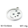 Colgante redondo de acero inoxidable con luna y estrellas, 17x15mm, peso 1,5g - 17*15mm / Color Acero (KLJ7105-Z)