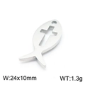 Colgante de pez en acero inoxidable plateado con diseño de cruz 24x10mm 1,3g - 24*10mm / Color Acero (KLJ7142-Z)