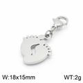Ciondolo piedini bimbo argento con chiusura a moschettone in acciaio inox, 18x15mm - 18*15mm / Colore Acciaio (KLJ7007-Z)