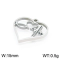 Colgante de corazón minimalista con patrón ECG en acero inoxidable pulido plata - 15mm / Color Acero