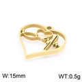 Colgante de corazón dorado con diseño de ECG y estetoscopio, ancho 15mm y peso 0,5g - 15mm / Dorado