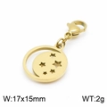 Colgante dorado redondo calado de luna y estrella con cierre de langosta y 17x15mm - Dorado (KLJ6990-Z)