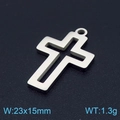 Ciondolo a croce cava in acciaio inossidabile argento, charm gioielli 23x15mm - Stile Croce Svuotata (KLJ7081-Z) / Argento