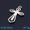 Ciondolo a croce cava argento in acciaio inossidabile, misura 22x15mm e peso 1g - Stile Croce Svuotata Fine (KLJ7083-Z) / Argento