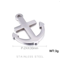 Polierter Ankeranhänger aus Edelstahl in Silber 24x30mm für Halsketten und Schmuck - Groß (24*30mm) / Stahlfarbe (KLJ445-Z)