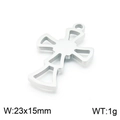 Ciondolo a croce cava in acciaio inossidabile argento, dimensioni 23x15mm e peso 1g - Stile Sottile Svuotato (KLJ7089-Z) / Argento