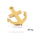 Polierter goldener Ankeranhänger aus Edelstahl mit 24x30mm Größenangaben - Groß (24*30mm) / Goldfarbe (KLJ499-Z)