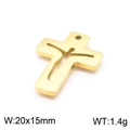 Golden hollow cross pendant in stainless steel, 20x15mm, polished finish for necklaces - Figure Silhouette Hollow Style (KLJ7092-Z)