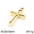 Golden hollow cross pendant in stainless steel with 23x15mm dimensions and 1g weight - Streamlined Hollow Style (KLJ7096-Z)