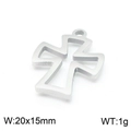 Silver hollow stainless steel cross pendant accessory measuring 20x15mm and weighing 1g - Simple Hollow Style (KLJ7127-Z)