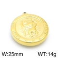 Gouden Sint Christoffel medaille hanger met reliëf details 25mm breed 14g gewicht - 25mm / Goud