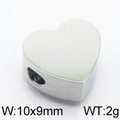 Colgante de corazón plateado pulido con inserto blanco, tamaño 10x9mm y peso 2g - 10*9mm / Color Acero