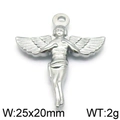Ciondolo angelo argento per gioielli hip-hop DIY, pendente in metallo 25x20mm, 2g - Colore Acciaio (KLJ5948-Z)