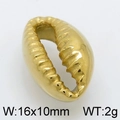 Golden hollow seashell charm in stainless steel measuring 16x10mm and weighing 2g - Cowrie Shell Style 2 (KLJ5073-Z) / 16*10mm / Gold