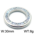 Colgante redondo de plata con piedras de corte trapezoide, ancho 30mm, peso 8g - Plata (30mm)