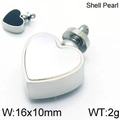 Mirror-finish rose gold heart pendant with shell pearl inlay for necklaces and earrings - 16*10mm / Silver