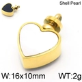 Golden heart pendant with shell pearl inlay and screw top for memorial jewelry - 16*10mm / Gold