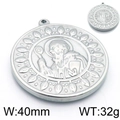 Silberner Benediktus-Anhänger aus Edelstahl mit Kreuzdetail auf weißem Hintergrund - Stahlfarbener Stil (KLJ5913-Z)
