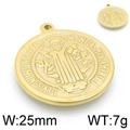 Colgante medallón de San Benito dorado de 25mm con inscripciones en latín en relieve - Dorado (KLJ4854-Z)