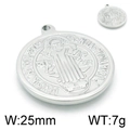 Colgante medalla de San Benito en acero de titanio plateado con grabados latinos - Color Acero (KLJ4855-Z)