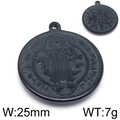 Colgante medalla de San Benito en acero de titanio negro con anchura de 25mm - Negro (KLJ5922-Z)