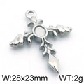 Ciondolo a croce in acciaio inossidabile argento lucido 28x23mm per creazione gioielli - 28*23mm / Colore Acciaio (KLJ5638-Z)