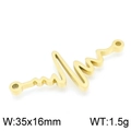 Connettore per gioielli a forma di battito cardiaco dorato in acciaio inox per DIY - Forma d'onda ECG Dorata (KLJ3829-Z/35x16mm)