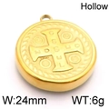 Colgante medalla San Benito dorado hueco de 24mm en acero de titanio para hombre - Etiqueta Redonda de San Benito (KLJ5925-Z) / Dorado