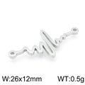 Connettore argento a battito cardiaco per gioielli DIY, misura 26x12 mm, peso 0,5 g - Forma d'onda ECG Colore Acciaio (KLJ3835-Z/26x12mm)