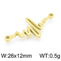 Ciondolo battito cardiaco in acciaio al titanio dorato con due fori, 26x12mm 0.5g - Forma d'onda ECG Dorata (KLJ3836-Z/26x12mm)