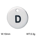 Ciondolo rotondo in acciaio inossidabile argento 10mm con lettera D incisa - Lettera D (Colore Acciaio)