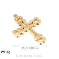 Pendente grande a croce dorata in acciaio inox con cuore per gioielli DIY 27x40mm - 27*40mm / Oro (KLJ502-Z)