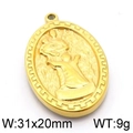 Colgante ovalado de acero inoxidable dorado vintage con grabado en relieve 31x20mm - Estilo de Figura Arrodillada Dorada (KLJ5917-Z)