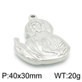 Ciondolo ovale con rilievo di Gesù in acciaio inox argentato, 40x30mm per collana hip-hop - Colore Acciaio (KLJ4851-Z)