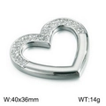 Colgante de corazón en acero inoxidable plateado con diamantes de imitación y 40x36mm - Corazón Calado Diamantes (KLJ2743-Z) / 40*36mm / Color Acero