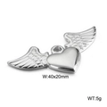 Colgante de corazón con alas de ángel en acero inoxidable pulido, medida 40x20mm, plateado - Color Acero Corazón Alas de Ángel (KLJ2648-Z)