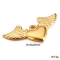 Colgante de corazón dorado con alas de ángel en acero inoxidable, 40x20mm y peso 5g - Color Dorado Corazón Alas de Ángel (KLJ2647-Z)