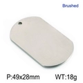 Brushed stainless steel army tag pendant in silver finish 49x28mm for custom engraving - Brushed 49*28mm / Steel
