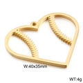 Colgante de corazón hueco en acero de titanio dorado con diseño de costura interna - 40*35mm / Color Dorado (KLJ2663-Z)