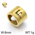 Golden titanium steel cylinder bead with hollow letter E, 8mm width and 1g weight - Gold Letter F Style (KLJ1327-Z)