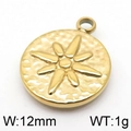 Goldener 12mm Edelstahl-Anhänger mit gehämmerter Textur und Sternmuster - KLJ6106-Z / Gold (12mm)